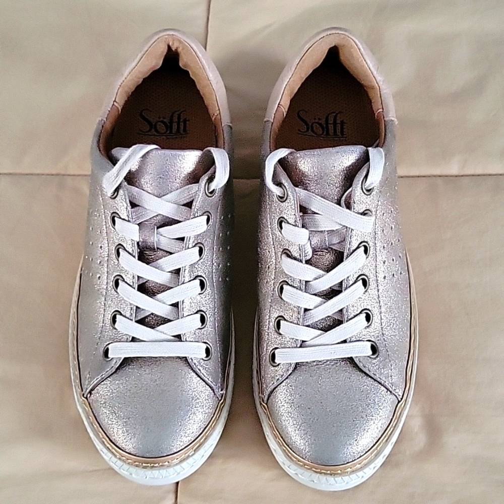 Sofft brand brushed gold sneakers lightly used, only twice.